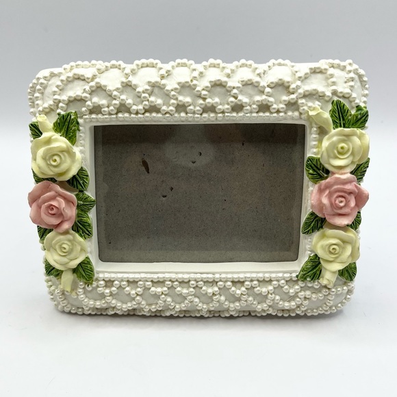 Vintage floral porcelain photo frame
